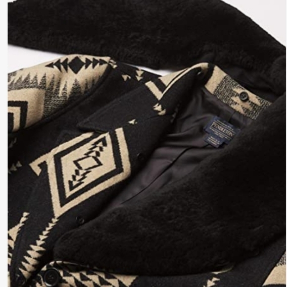 Sold! Pendleton Harding Wahkeena Shearling Collar Coat Wool Small NWT - Picture 3 of 3